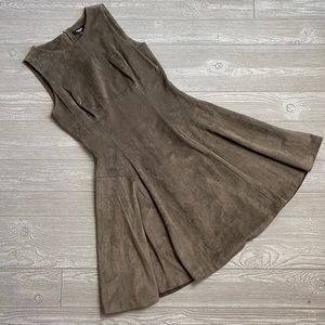 💙 Premise Dresses Brown Faux Suede Sleeveless Flared Dress 4